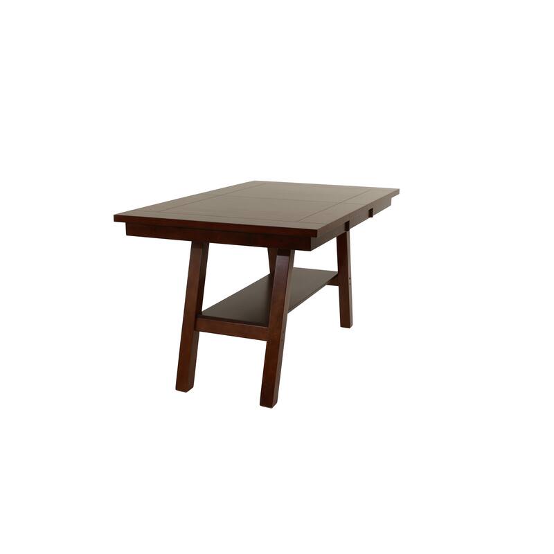 Dining Table Rectangle Dining Table w Shelve 1pc Counter Height Table Only Rubber wood Dark Walnut Finish Dining Room Fu