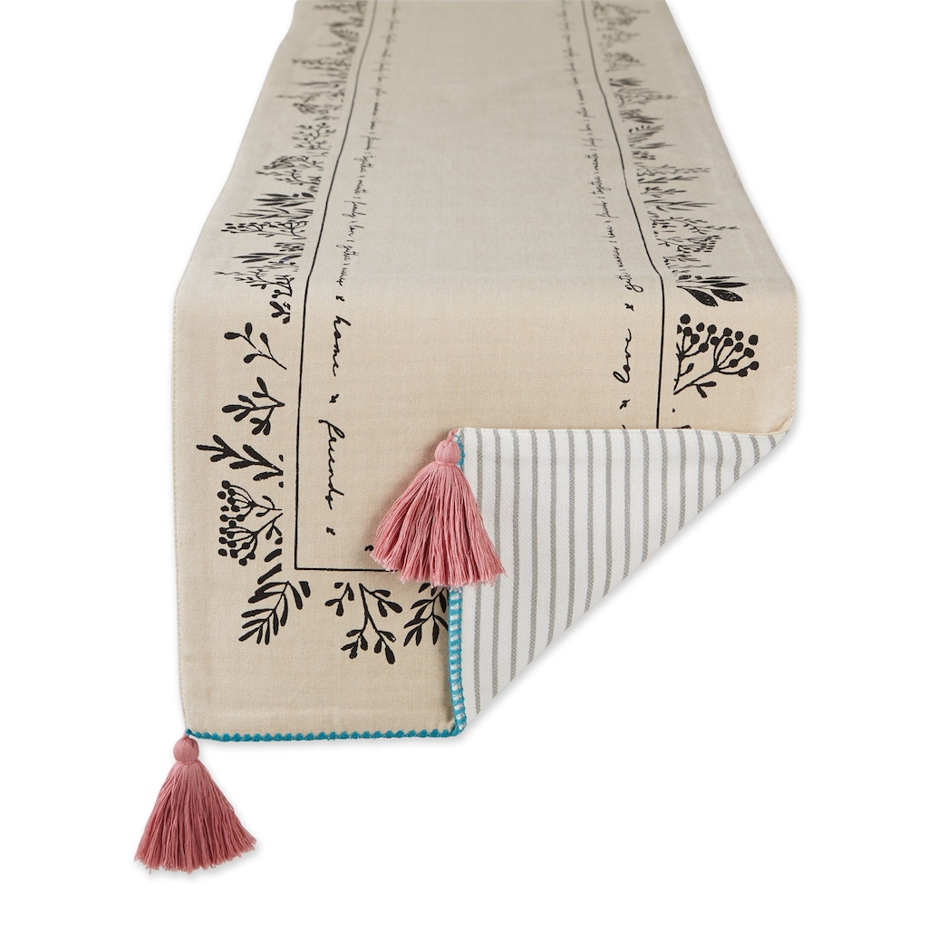 Gather Together Embellished Table Runner - Reversible Table Runner, 14x72"