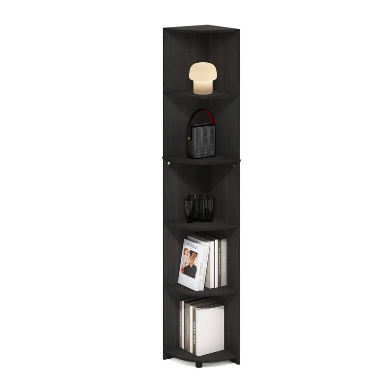 70.87 in. Tall Espresso Wood 5-Shelf Bookcase