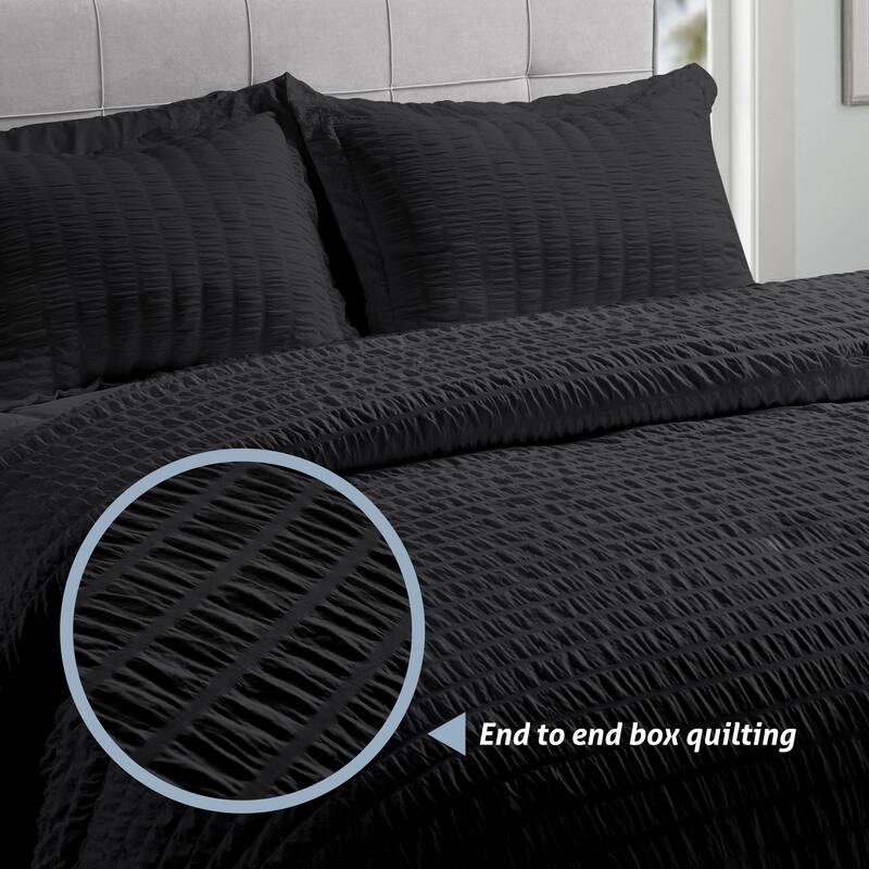 7-piece Seersucker Bedding Set, Comfortable and Durable Bed in a Bag
