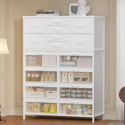 9-16 Drawer Dresser Fabric Storage Chests of Drawers Metal Frame