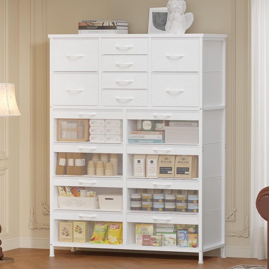 9-16 Drawer Dresser Fabric Storage Chests of Drawers Metal Frame