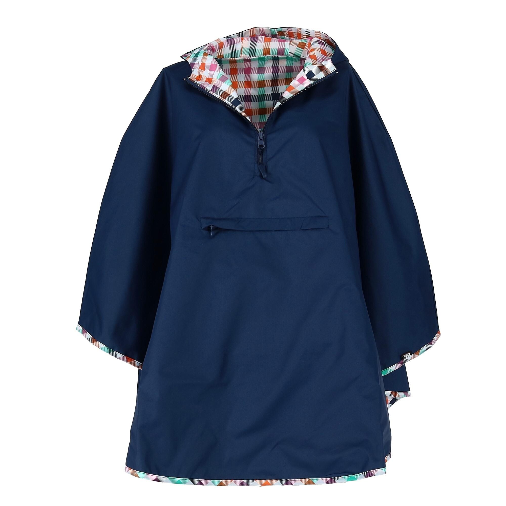 Shop Totes Women S Rainbow Gingham Reversible Rain Poncho Navy Multi Color One Size Overstock 27970003