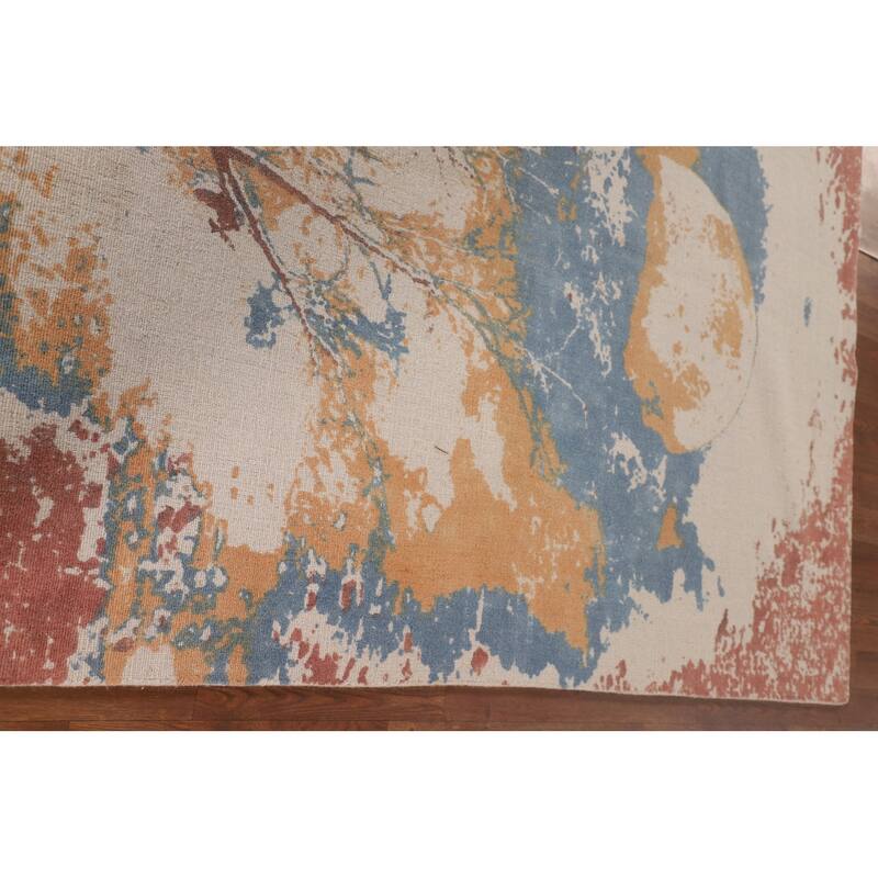 Nature Print Abstract Modern Area Rug Handmade Wool Carpet - 5'3" x 7'7"