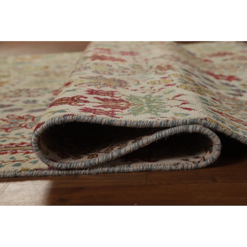 Hand Knotted Oriental 100% Wool Carpet Traditional All-Over Beige & Ivories Ziegler Area Rug - 7' 7'' X 5' 7''