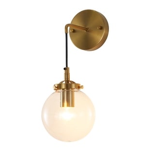 15 Inch Open Metal Frame Wall Sconce with Glass Shade and 6 Watt LED, Black main image 1