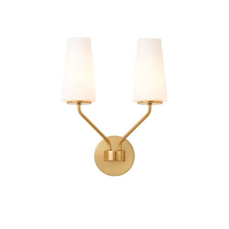 KAWOTI Modern Glam 2-Light Wall Sconce with Opal Glass Shade