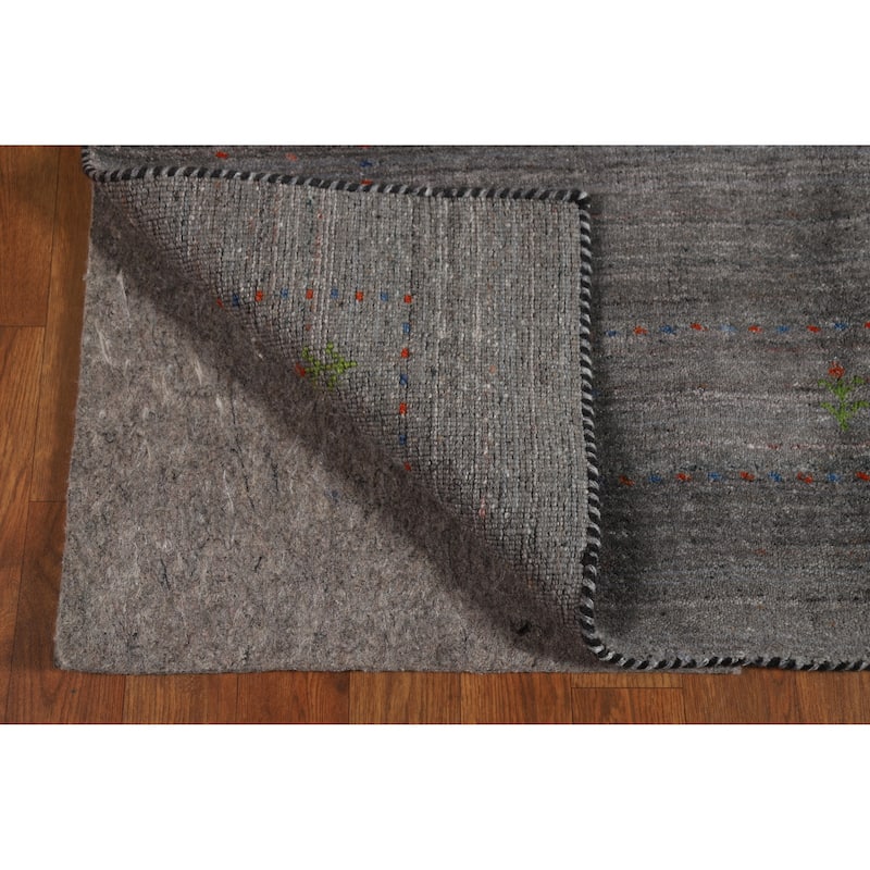 Hand Knotted Oriental 100% Wool Carpet Tribal Tribal Greys & Charcoal Gabbeh Area Rug - 5' 9'' X 4' 1''