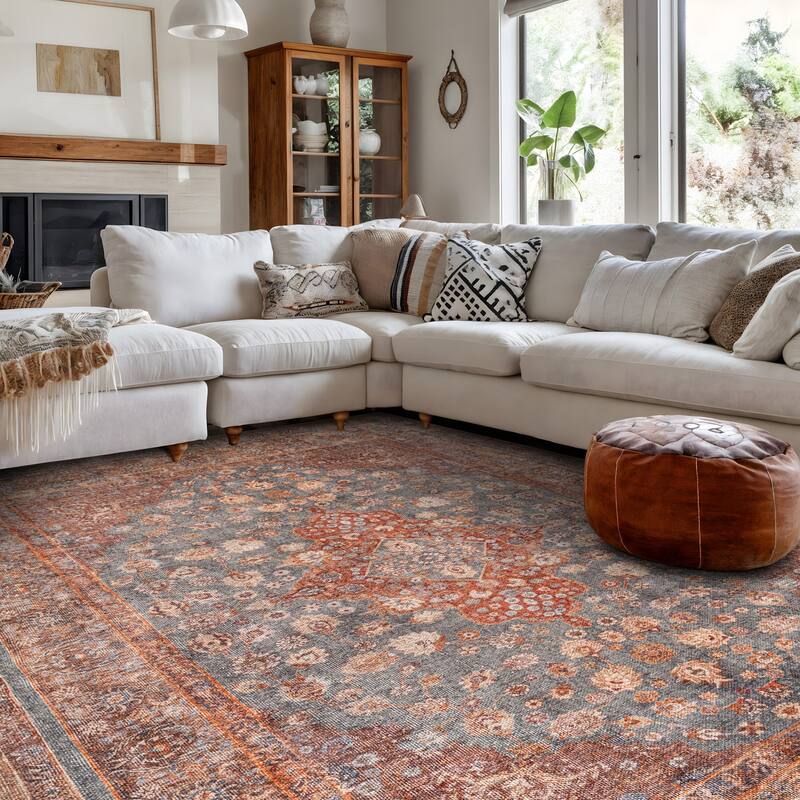 Black Traditional Flat Pile Rug - Washable and Pet Friendly, Non-Slip Surface
