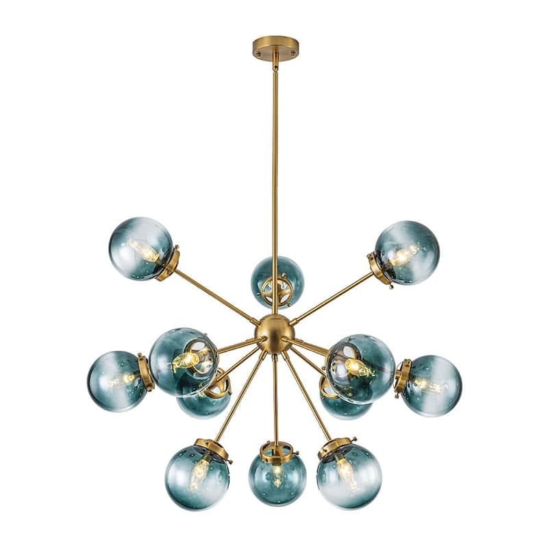 Ornate Glam 12-Light Sputnik Gradient Glass Globe Chandelier - 35.4 in