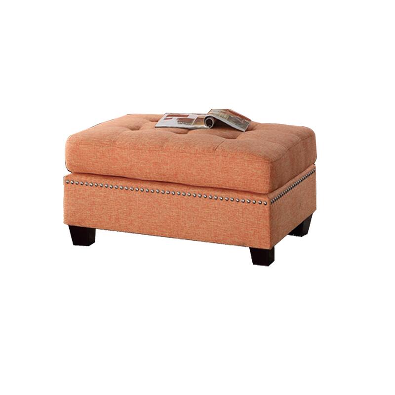 3-Piece Orange Fabric 4-Seater L-Shaped Sectional Sofa with Wood Legs