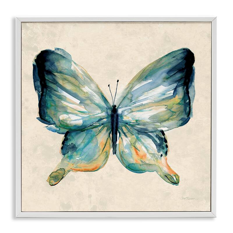 Stupell Bold Butterfly in Green Framed Giclee Art Design By Carol Robinson - 24 x 24 - White