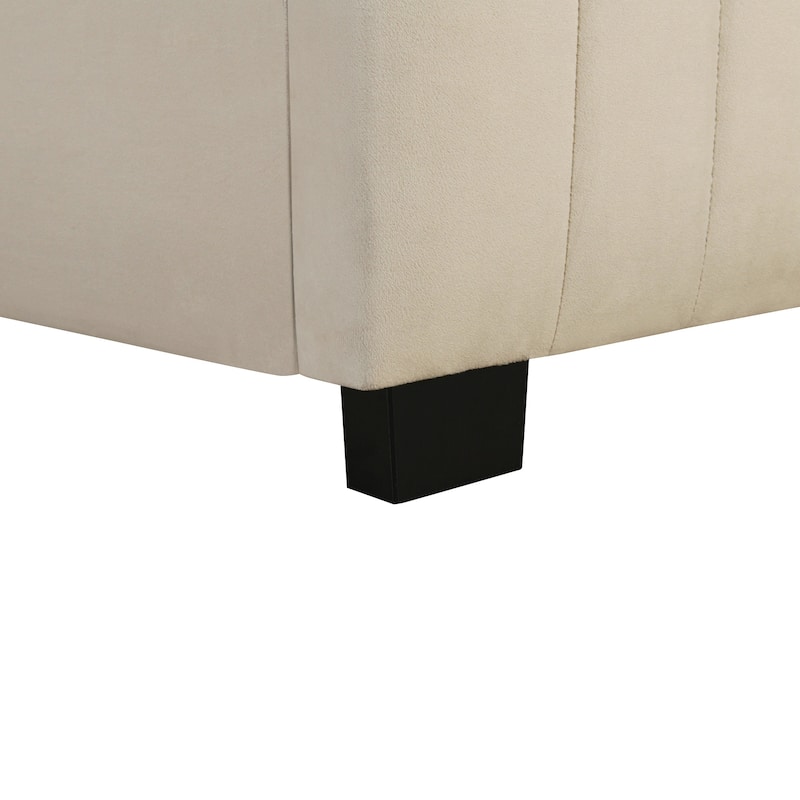 Twin Size Velvet Upholstered Platform Bed with Twin Size Trundle