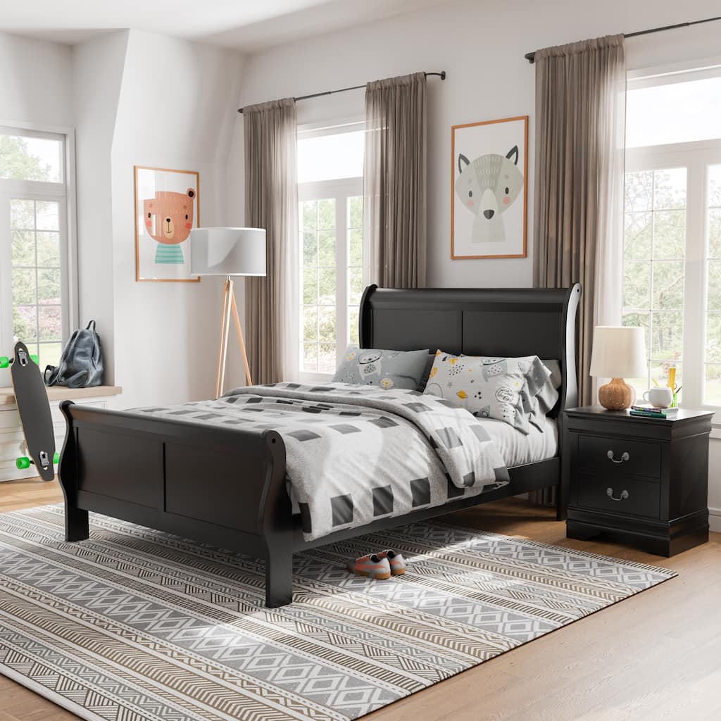 Furniture of America Mayday Modern Solid Wood 2-Piece Sleigh Bedroom Set