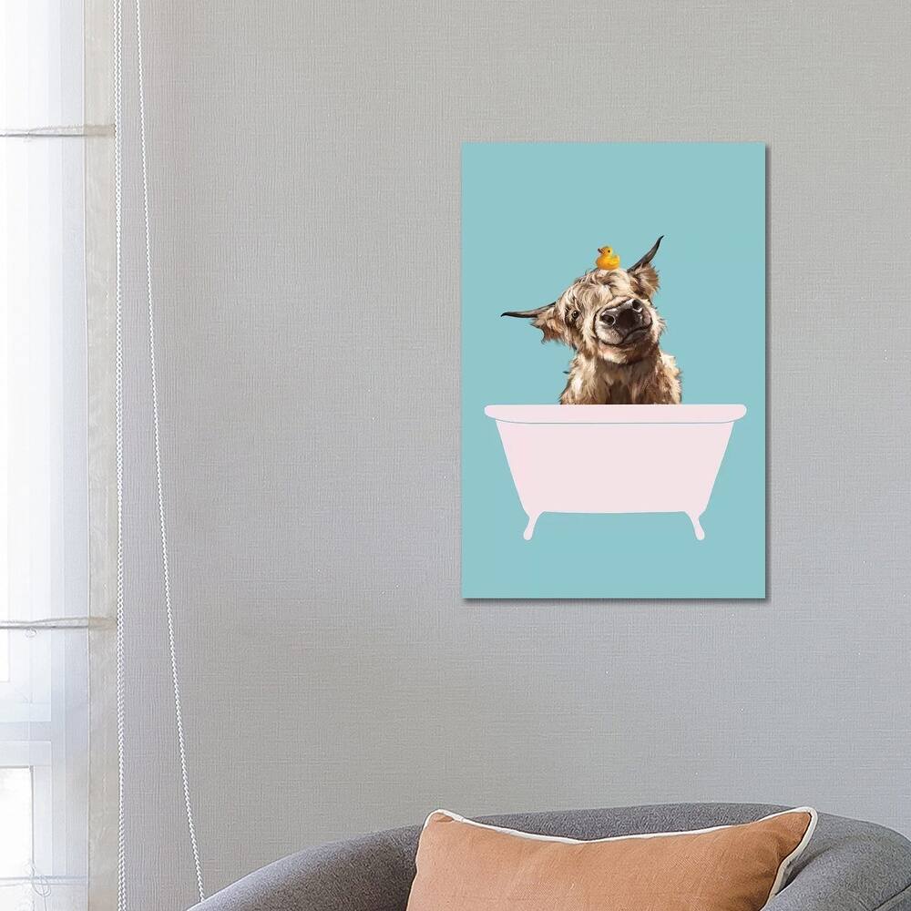 iCanvas "Playful Highland Cow In Bathtub" by Big Nose Work Canvas Print