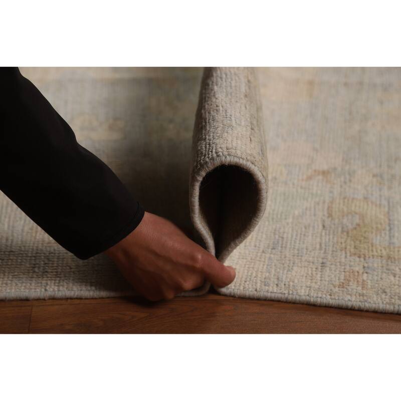 Oushak Turkish Area Rug Handmade Vegetable Dye Grey Wool Carpet - 5'11"x 9'1"