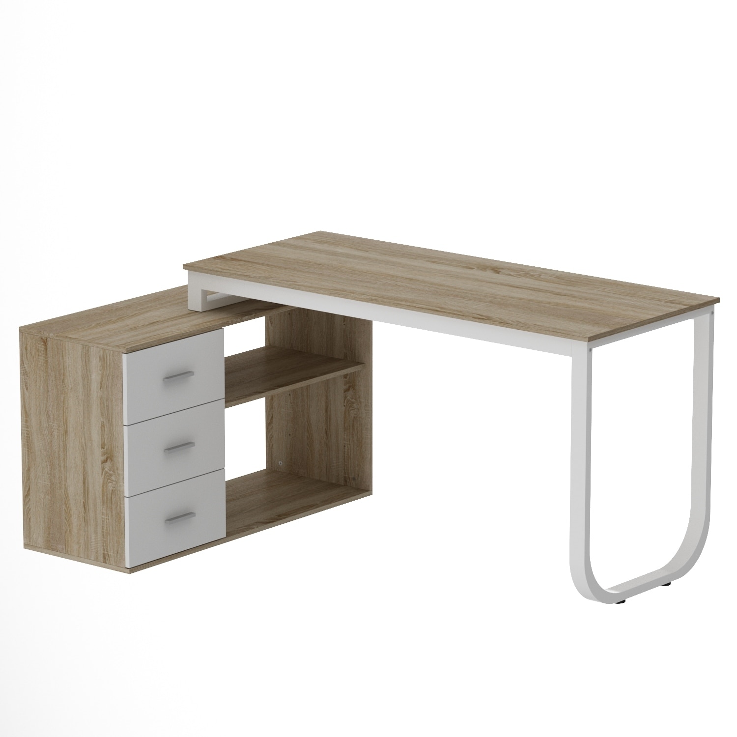 Timechee 55-inch L Shaped Office Computer Desk w/ Drawers, Wood