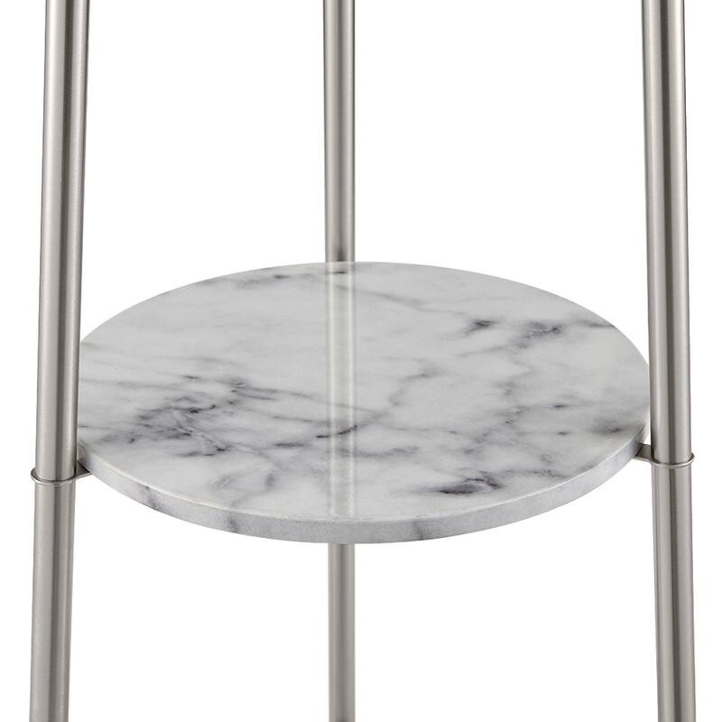 ROSEN GARDEN Floor Lamp, Standing Reading Light with 3 Shelves - Silver