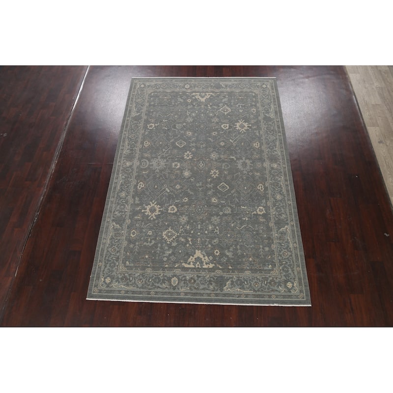 Silver Washed Turkish Ziegler Wool Area Rug Home Decor Carpet - 6'7" x 9'10"