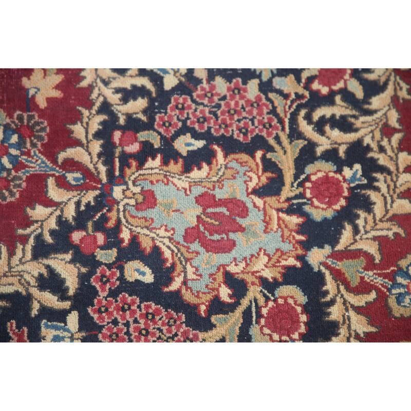 Hand Knotted Oriental 100% Wool Carpet Traditional Floral Pink Kerman Area Rug - 9' 8'' X 6' 8''