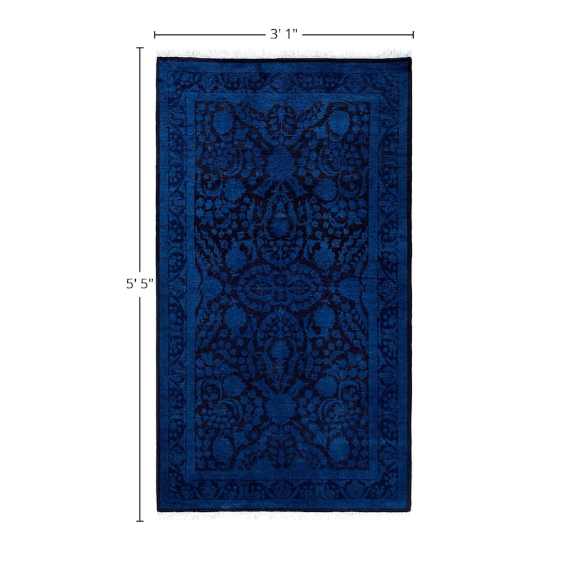 Fine Vibrance One-of-a-Kind Hand-Knotted Area Rug - Blue, 3' 1" x 5' 5" - 3' 1" x 5' 5"
