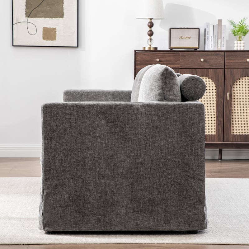 82.68" Extra-Wide Two-Seater Sofa with Chenille Upholstery, Armrest & Backrest Pillows for Living Room