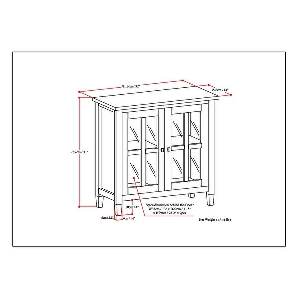 WYNDENHALL Norfolk SOLID WOOD 32 inch Wide Transitional Low Storage Cabinet - 32"w x 14"d x 31" h