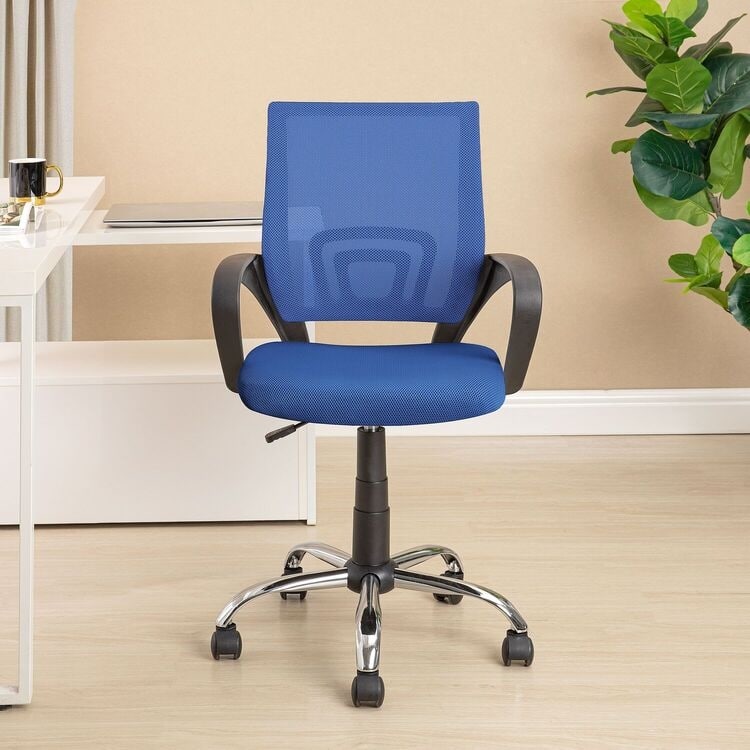 Ergonomic Breathable Mesh Office Chair – Adjustable Design with Lumbar Support and Enhanced Mobility with 360° Swivel Wheels - Meshback, Blue