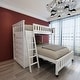 preview thumbnail 1 of 20, Twin Over Full Bunk Bed with 6 Drawers, Flexible Shelves and GuardRail White