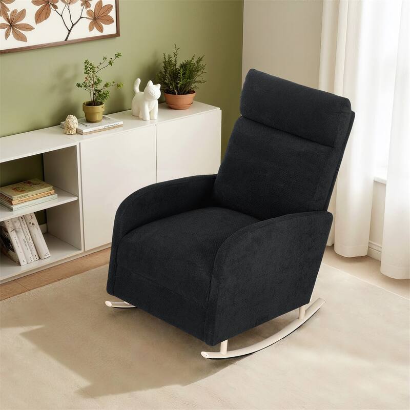 Accent Rocking Chair, Upholstered Nursery Glider Rocker for Baby and Kids, Comfy Armchair Lounger with Footrest