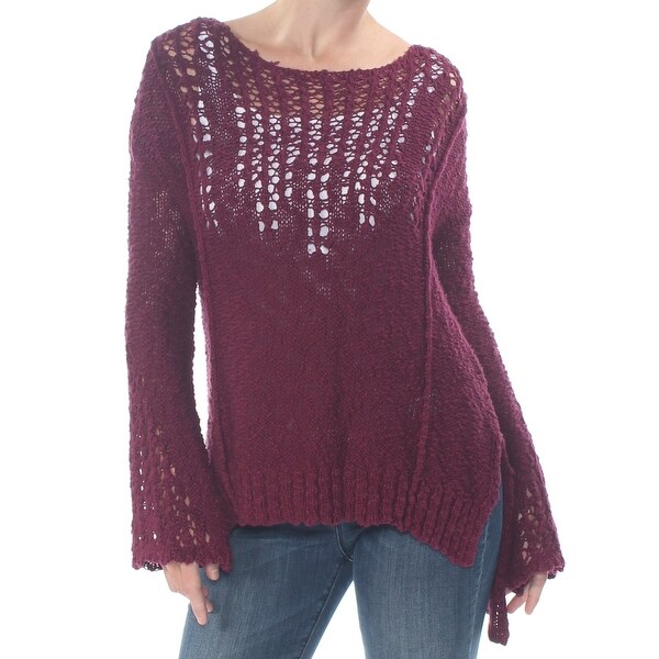 ARIZONA Womens Maroon Knit Bell Sleeve Jewel Neck Sweater Size XS