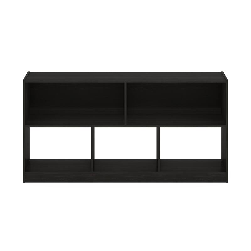 Furinno Daly 5-Cube Horizontal 2 Tier Bookcase, Bookshelf, Storage Organizer, 47 Width, Amber Pine