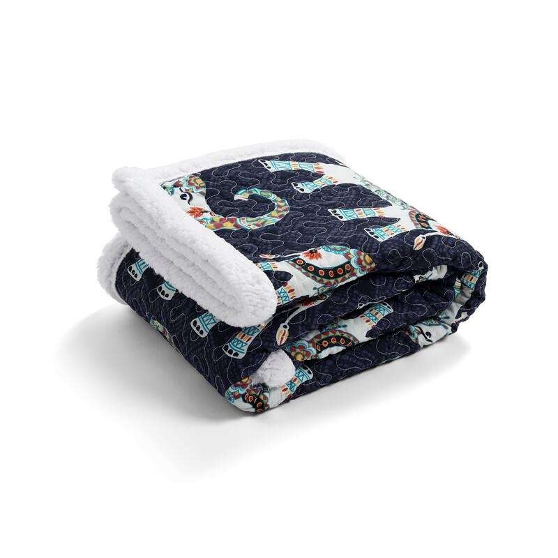 Lush Decor Hati Elephants Sherpa Throw