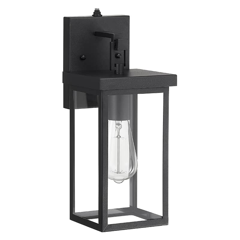 KAWOTI 1-Light Black Dusk to Dawn Outdoor Wall Lantern Sconce with Photocell - W5.7"×E6.25"×H14.25"