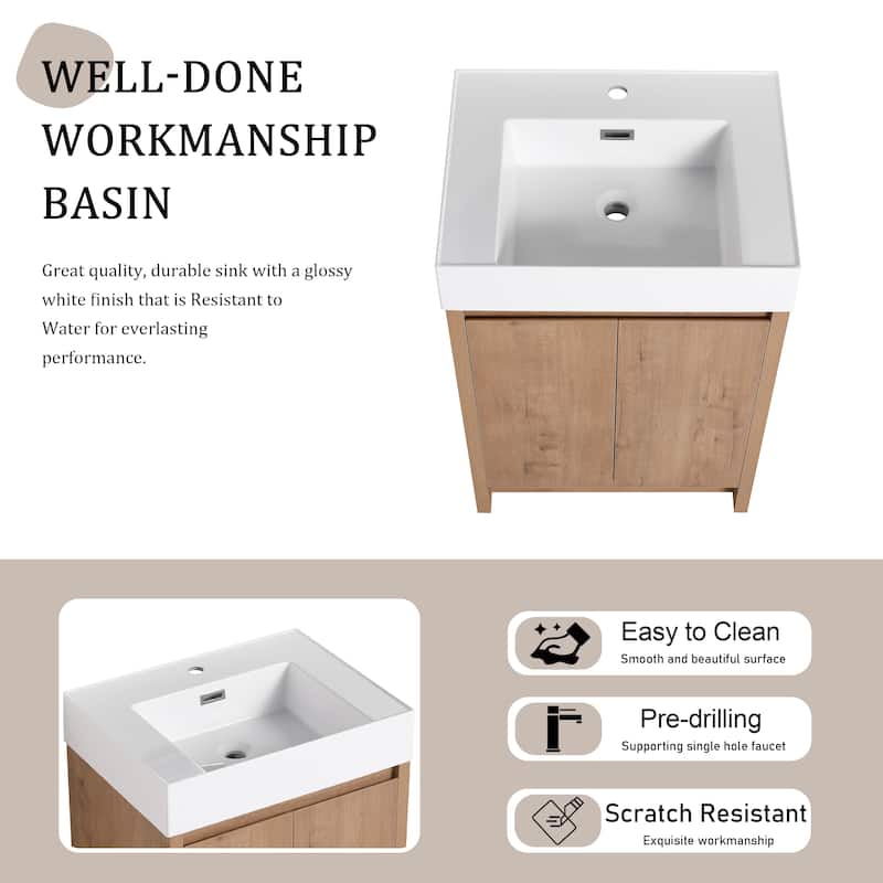 Beingnext 24"/30"/48"/60" Bathroom Vanity with Sink, Freestanding Bathroom Vanity with Soft Close Door and Shelf