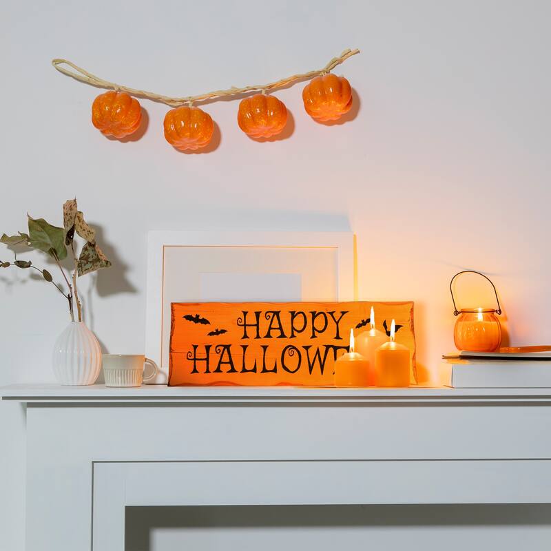 Happy Halloween Wooden Wall Sign with Bats - 24"