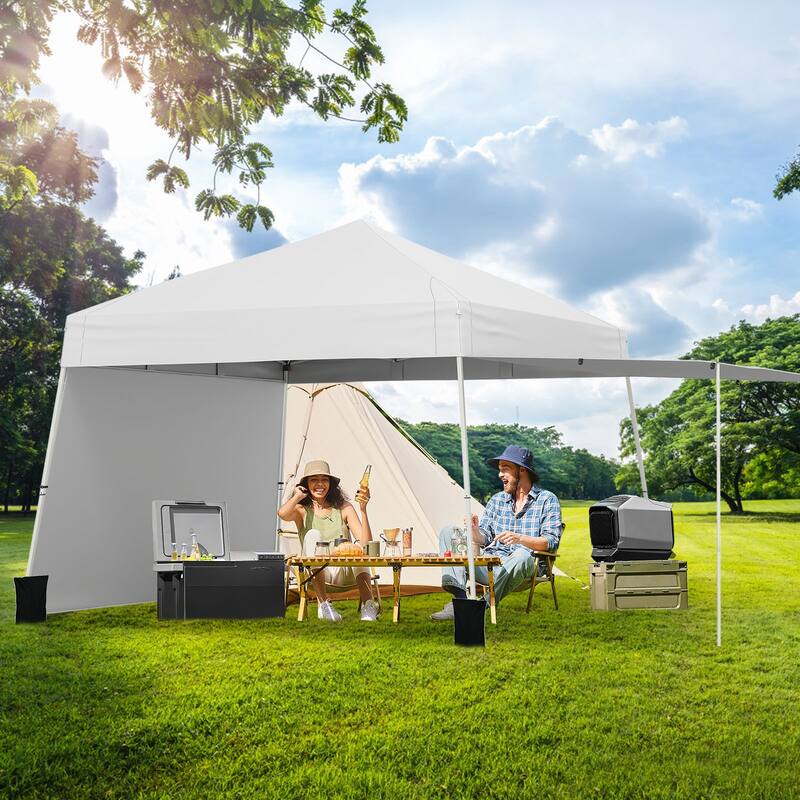 Gymax 14 X 9.2 FT Pop up Canopy Tent w/ 2 Convertible Sidewalls to