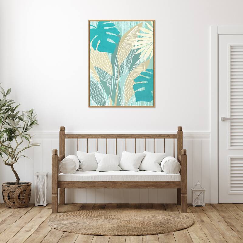 Amanti Art Aqua Tropical I by Flora Kouta Framed Canvas Wall Art Print - Sylvie Maple