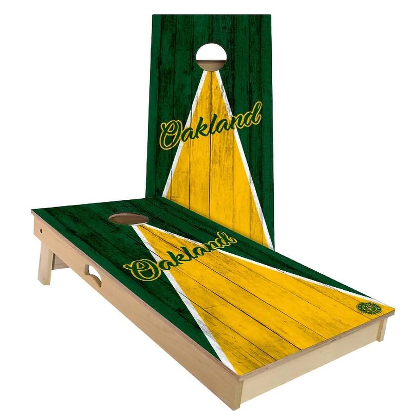 Oakland Triangle Baseball Outdoor Cornhole Board Set - Backyard 2x4 - NO Accessories