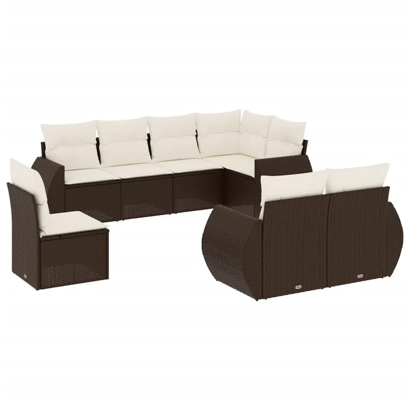 vidaXL Patio Sofa Set with Cushions Outdoor Furniture 9 Piece Poly Rattan
