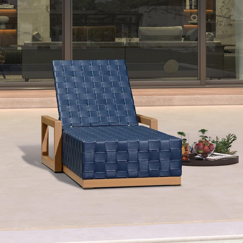PURPLE LEAF Patio Chaise Lounge Chair, PU Leather Outdoor Chaise Lounger 1 Piece Aluminum Pool Lounge Chair