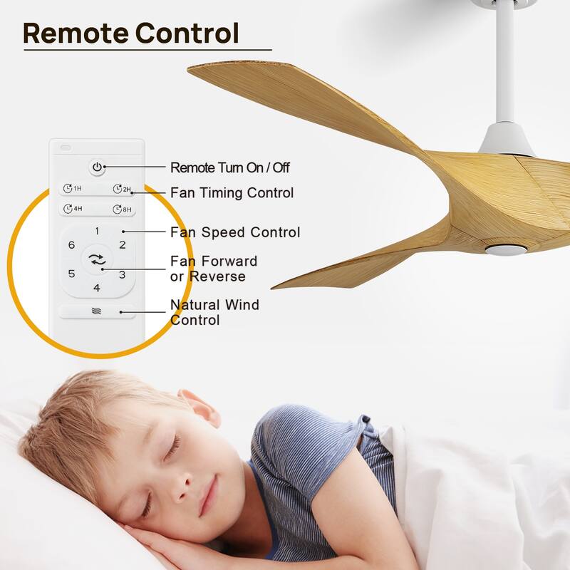 52'' Low Profile Ceiling Fan w/ Remote Control No Light Outdoor/Indoor Farmhouse Bedroom - 52 Inch