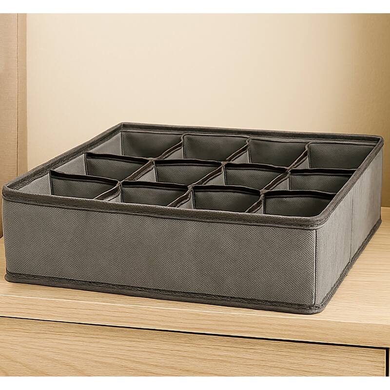 Grey Foldable Drawer Dresser Organizer Storage Bin - 12"x12"x4" - 12" x 12" x 4"
