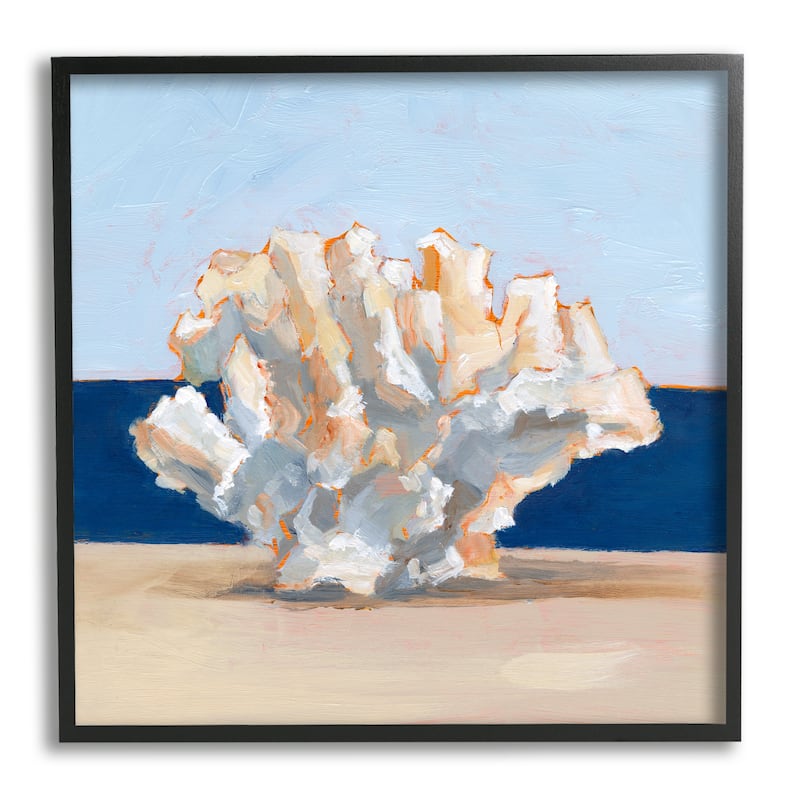 Stupell Coral Still Life Painting Framed Giclee Art Design by Ethan Harper - 24 x 24 - Black