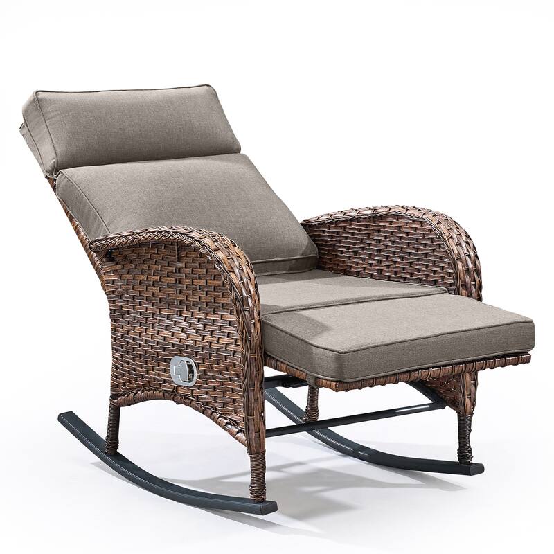 Pocassy Versatile Outdoor Recliner Rocker Chair with Thick Cushion