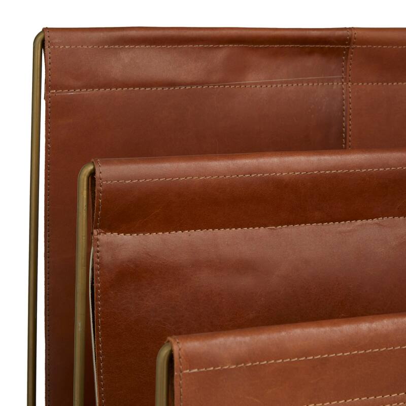 Leather Modern Magazine Holder - 22 x 21 x 14