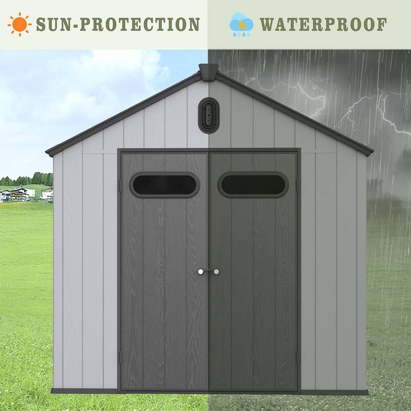 Large 8' x 10' Outdoor Plastic Resin Storage Shed w/Floor &Lockable - 8*10ft