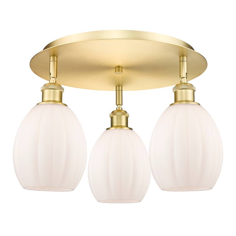 Innovations Lighting Eaton - 3 Light Flush Mount - Satin Gold/Matte White