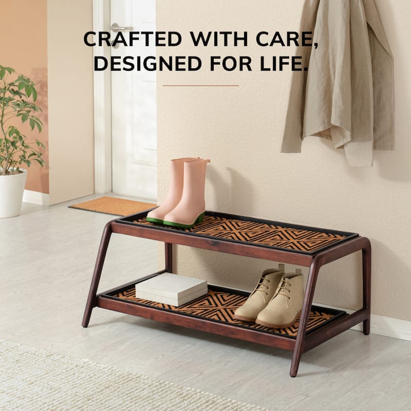 Jani Double-Tier Brown Stand 3-Pair Rubber Boot Trays