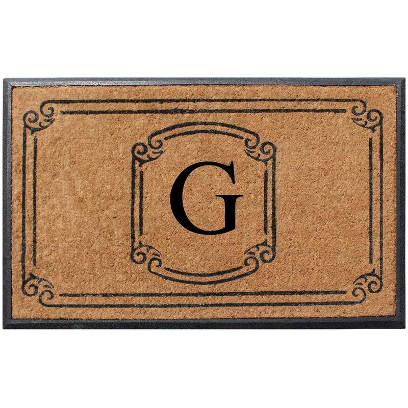 A1HC Natural Coir Monogrammed Door Mat For Front Door, 30"x48" - G